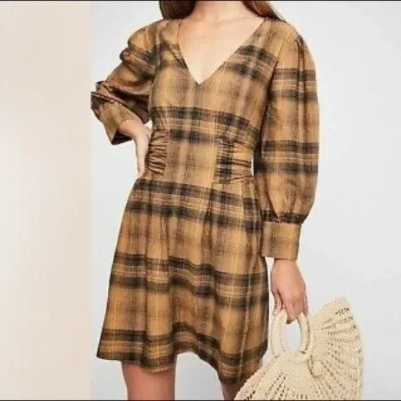 English Rose Mini Dress by Free People, Brown, US 4